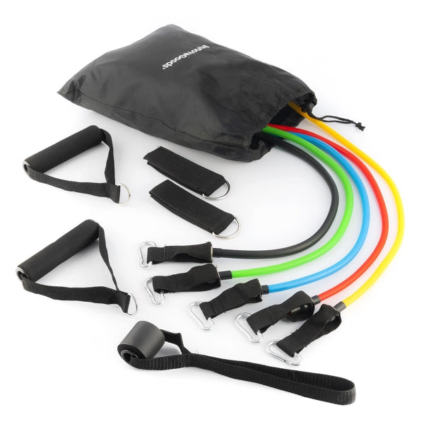 SET DE BANDES DE RÉSISTANCE AVEC ACCESSOIRES ET GUIDE D´ENTRAÎNEMENT REBAINER INNOVAGOODS (PACK DE 5)