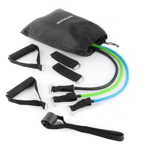 SET DE BANDES DE RÉSISTANCE AVEC ACCESSOIRES ET GUIDE D´ENTRAÎNEMENT TRIBAINER INNOVAGOODS (PACK DE 3)