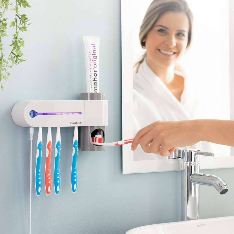 Support de brosse à dents avec distributeur de dentifrice - mural
